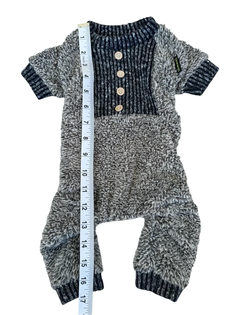 Like New! Dog Fuzzy Pajamas. “Fitwarm” Grey Pet Onesie for Thermal Warmth. Med.